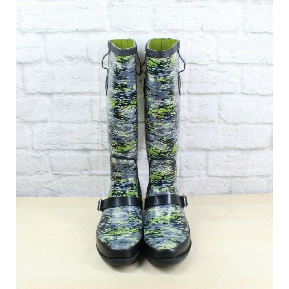 LL Bean Wellie Mariner Blue Camouflage WP Knee High Rain Boots Size 7 M - Picture 5 of 9